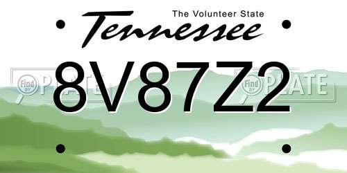 8V87Z2 Tennessee License Plate