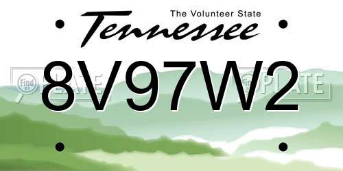 8V97W2 Tennessee License Plate