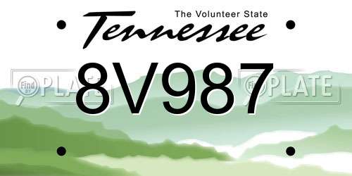 8V987 Tennessee License Plate