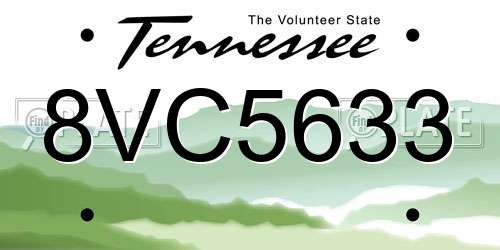 8VC5633 Tennessee License Plate