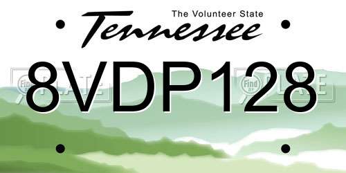 8VDP128 Tennessee License Plate
