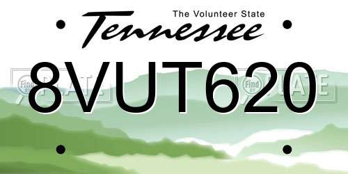 8VUT620 Tennessee License Plate