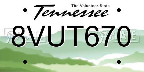 8VUT670 Tennessee License Plate