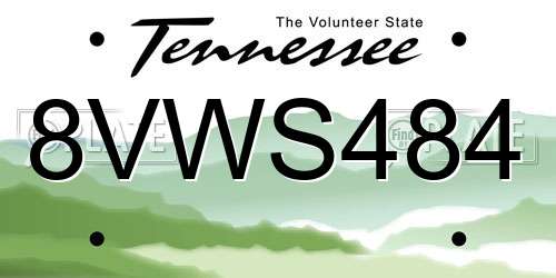 8VWS484 Tennessee License Plate