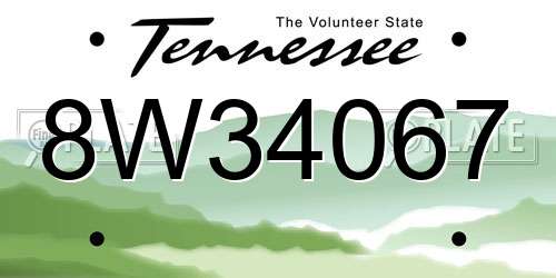 8W34067 Tennessee License Plate