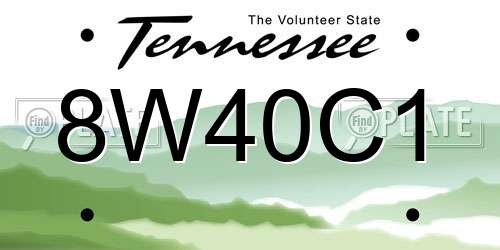 8W40C1 Tennessee License Plate