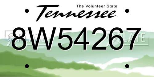 8W54267 Tennessee License Plate