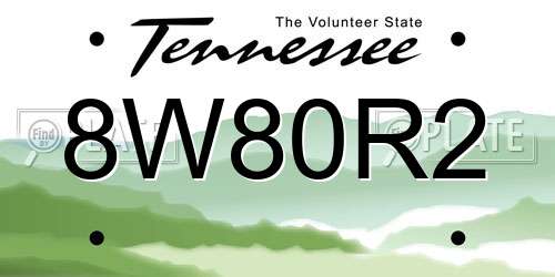8W80R2 Tennessee License Plate