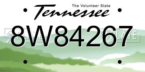 8W84267 Tennessee License Plate