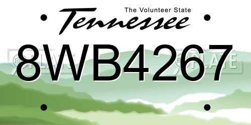 8WB4267 Tennessee License Plate