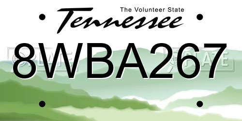 8WBA267 Tennessee License Plate
