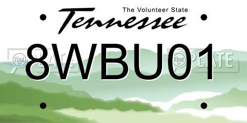 8WBU01 Tennessee License Plate