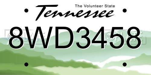8WD3458 Tennessee License Plate