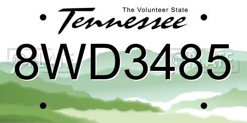 8WD3485 Tennessee License Plate