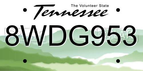 8WDG953 Tennessee License Plate