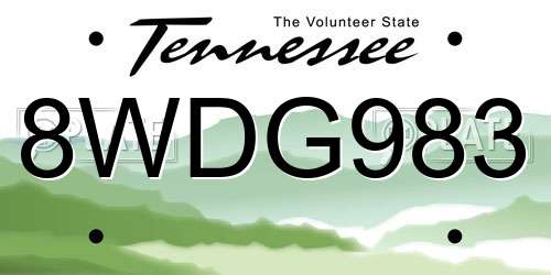 8WDG983 Tennessee License Plate