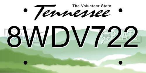 8WDV722 Tennessee License Plate