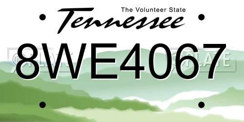 8WE4067 Tennessee License Plate