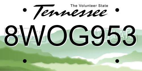 8WOG953 Tennessee License Plate