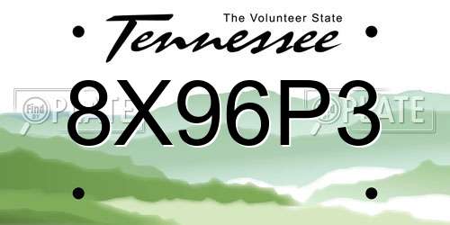 8X96P3 Tennessee License Plate