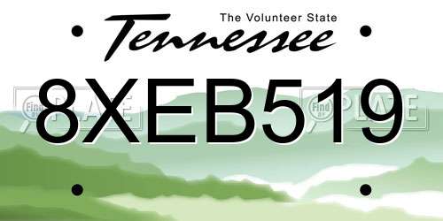 8XEB519 Tennessee License Plate