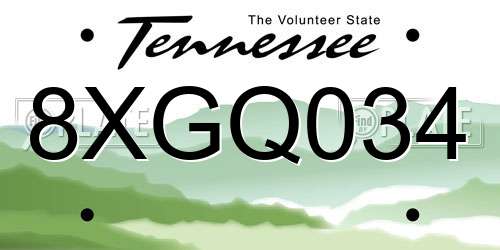 8XGQ034 Tennessee License Plate