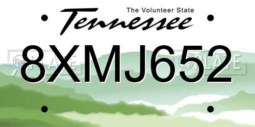 8XMJ652 Tennessee License Plate