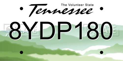 8YDP180 Tennessee License Plate