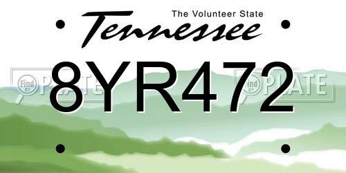 8YR472 Tennessee License Plate