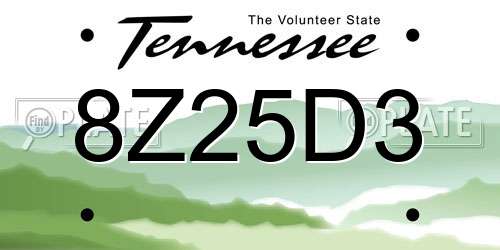 8Z25D3 Tennessee License Plate