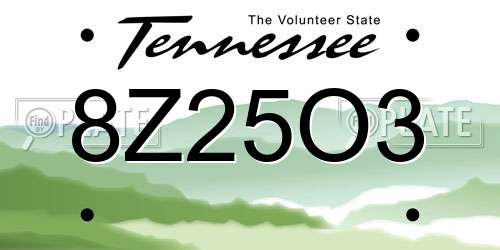 8Z25O3 Tennessee License Plate