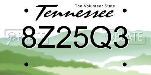 8Z25Q3 Tennessee License Plate