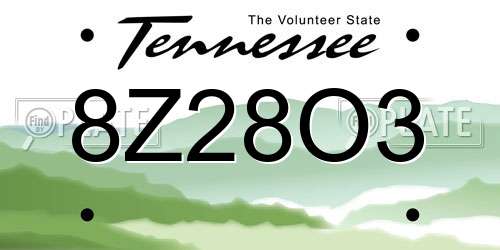 8Z28O3 Tennessee License Plate