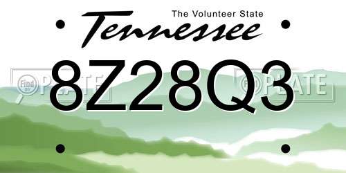 8Z28Q3 Tennessee License Plate