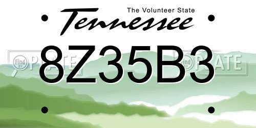 8Z35B3 Tennessee License Plate