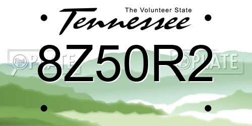 8Z50R2 Tennessee License Plate