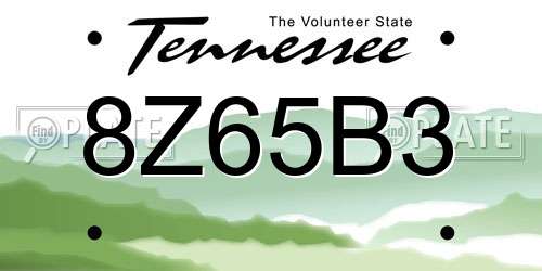 8Z65B3 Tennessee License Plate