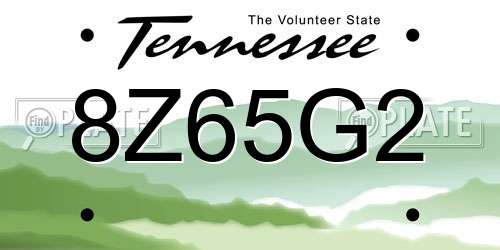 8Z65G2 Tennessee License Plate