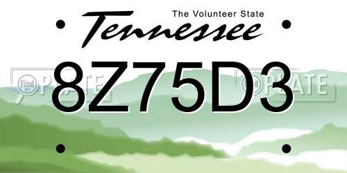 8Z75D3 Tennessee License Plate