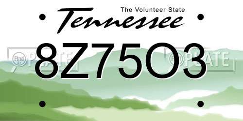 8Z75O3 Tennessee License Plate