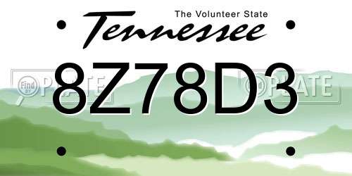 8Z78D3 Tennessee License Plate