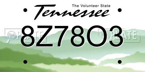 8Z78O3 Tennessee License Plate