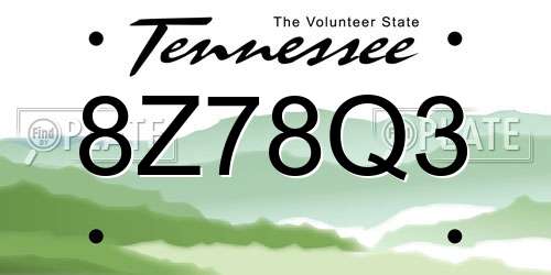 8Z78Q3 Tennessee License Plate