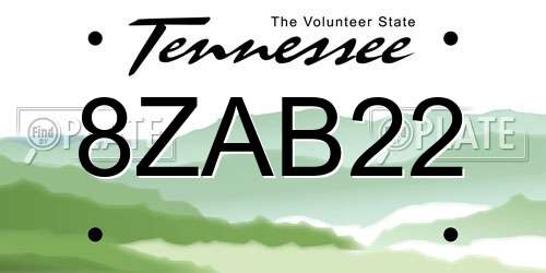 8ZAB22 Tennessee License Plate