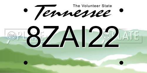 8ZAI22 Tennessee License Plate