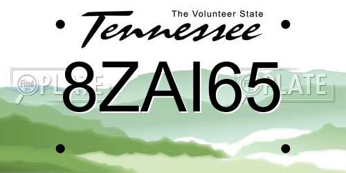 8ZAI65 Tennessee License Plate