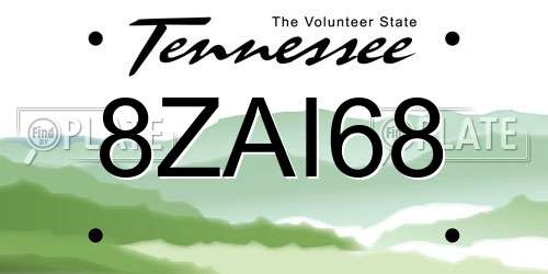 8ZAI68 Tennessee License Plate