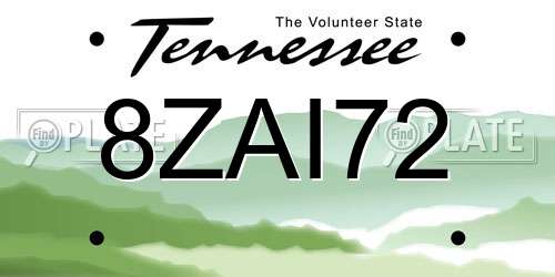 8ZAI72 Tennessee License Plate