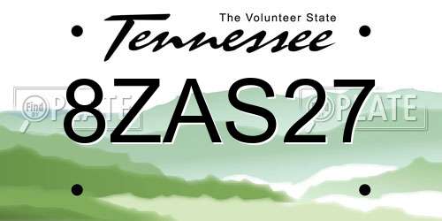 8ZAS27 Tennessee License Plate