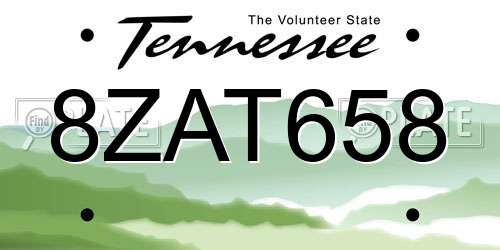 8ZAT658 Tennessee License Plate